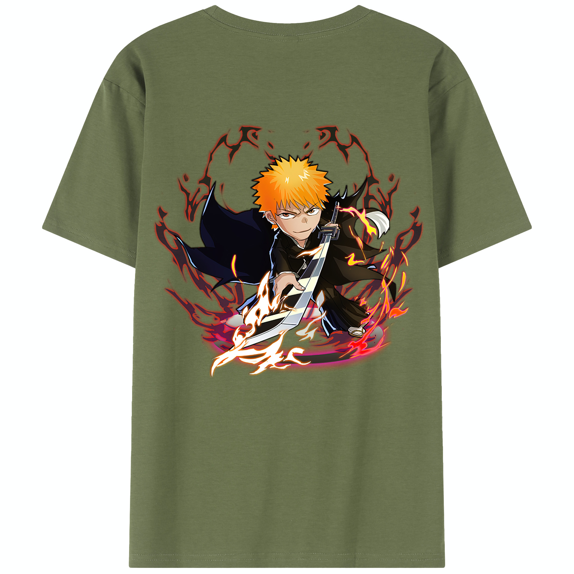 （画像用） ブリーチ 黒崎一護（くろさき いちご）BLEACH Kurosaki Ichigo 綿100％半袖Tシャツ（背面プリント）